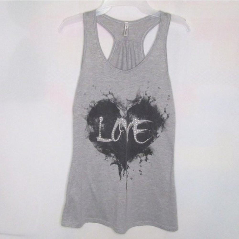 Mi Manchi Women's Graphic Tank Top with Gemstones Gray